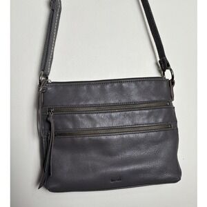 The Sak Reseda Crossbody Bag Gray Leather Adjustable Multi Zip Travel Purse